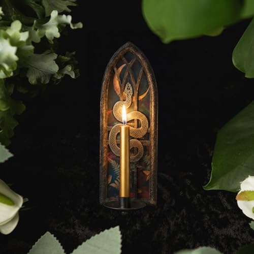 AimtoHome Gothic Wall Candle Sconces Set of 2, Snake and Moon Iron Wall Mounted Candelabra Holder with Removable Trays for Taper & Pillar Candles, Natural Aesthetic Boho Art Hanging Design Decor - Image 3