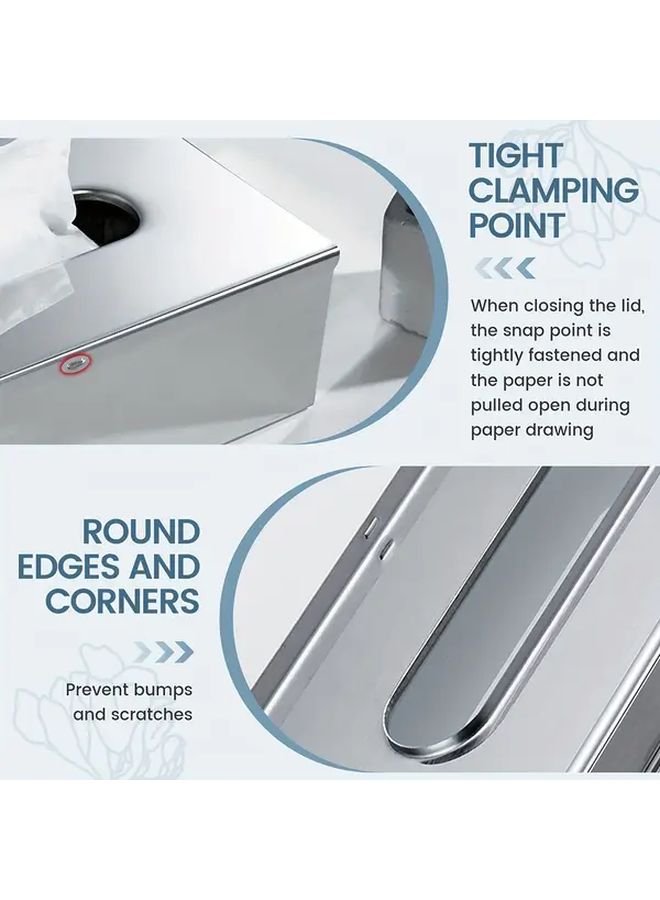 Stainless Steel Paper Towel Box Desktop Tissue Holder For Bathroom Office Car - Image 5