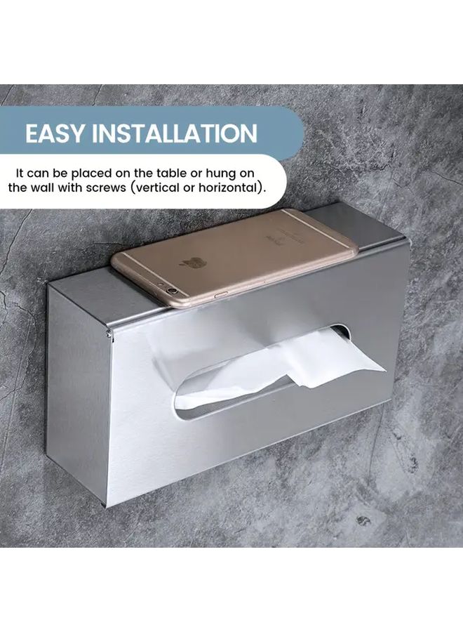 Stainless Steel Paper Towel Box Desktop Tissue Holder For Bathroom Office Car - Image 3