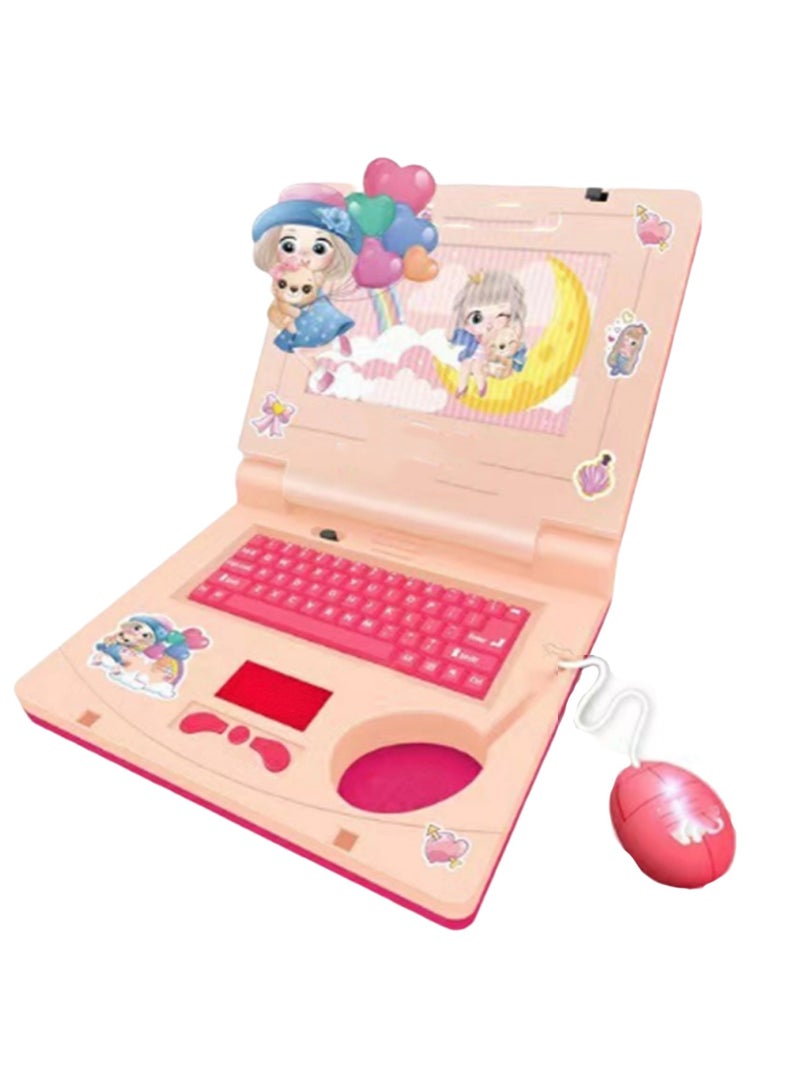 Pink Children'S Exploration Toy Laptop Educational Learning Computer, Children'S Educational Interactive Computer With Keyboard And Mouse  - Image 1