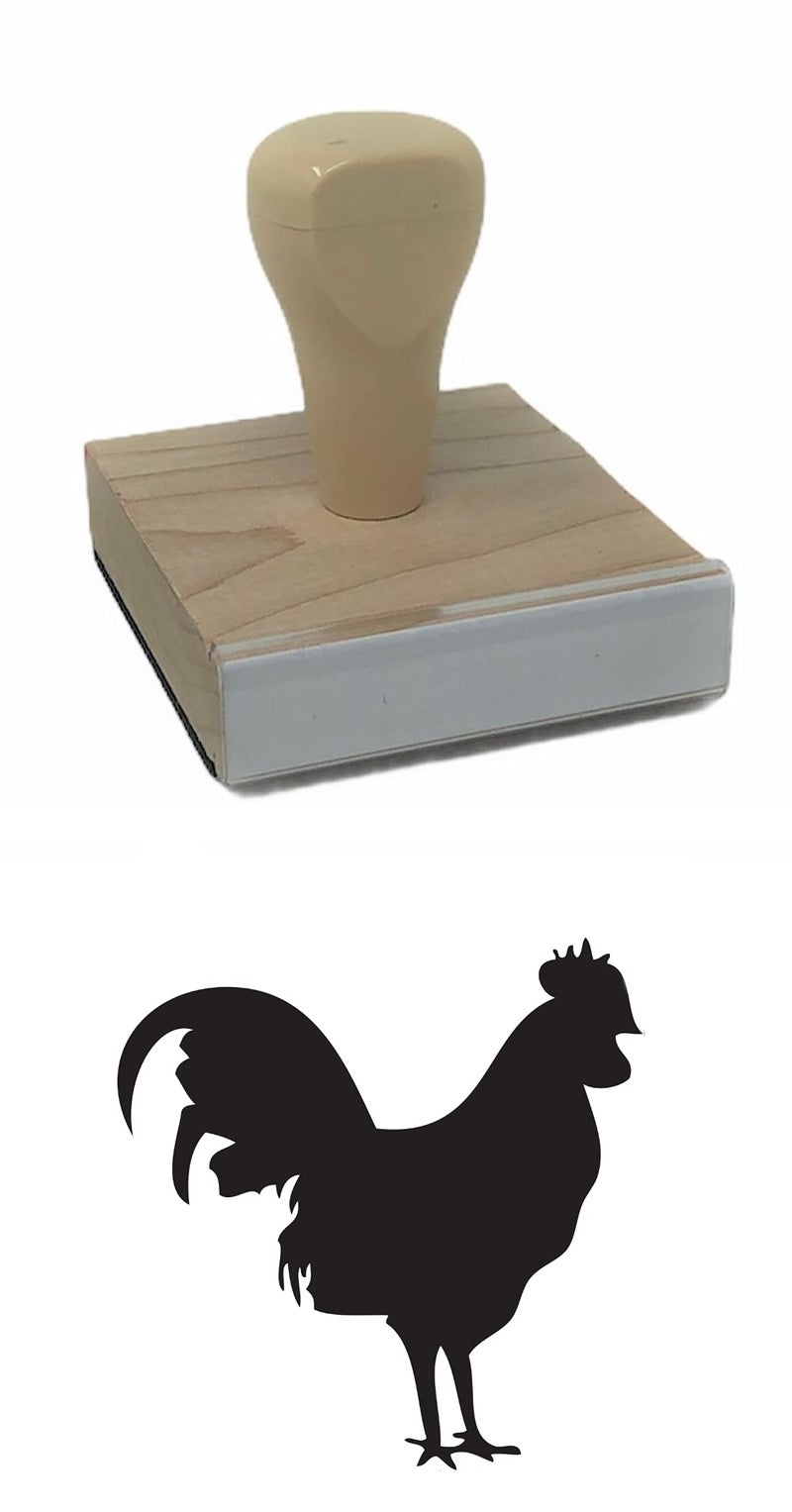 Infusion Rooster Rubber Stamp, Animal Wood Stamp, 2 X 2'' - Image 5