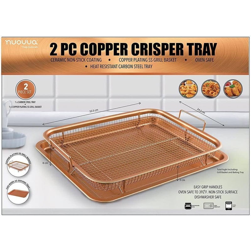 Dec KitchenPro Kitchen DeepFried Food Drain Basin Rectangle Crispy Tray with Mesh Filter NonStick Oil Pan Frying Baking Basket Pack of 1 - Image 2