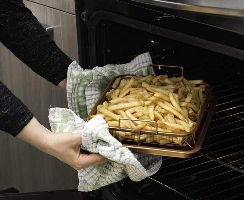 Dec KitchenPro Kitchen DeepFried Food Drain Basin Rectangle Crispy Tray with Mesh Filter NonStick Oil Pan Frying Baking Basket Pack of 1 - Image 5