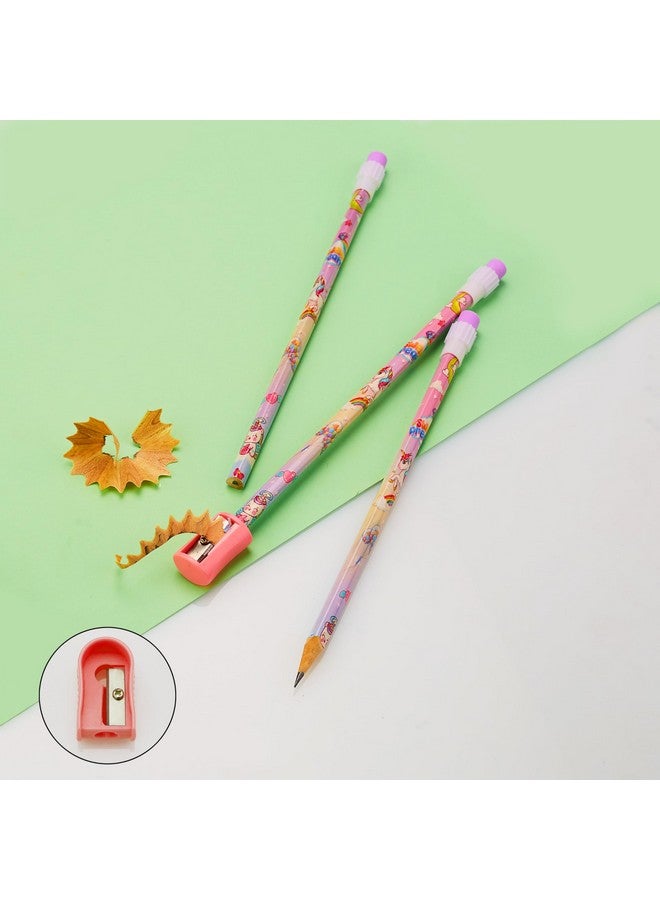 CherryBox CherryBox Unicorn Pencils Stationary Kit - 12 Pencils Set with Grip Unicorn Eraser and Sharpner for Kids, Boys and Girls, Birthday Return Gift Stationary Set (Purple)  - Image 5