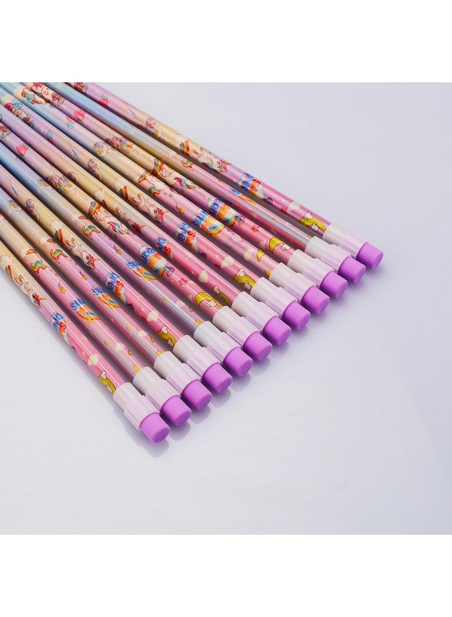 CherryBox CherryBox Unicorn Pencils Stationary Kit - 12 Pencils Set with Grip Unicorn Eraser and Sharpner for Kids, Boys and Girls, Birthday Return Gift Stationary Set (Purple)  - Image 4