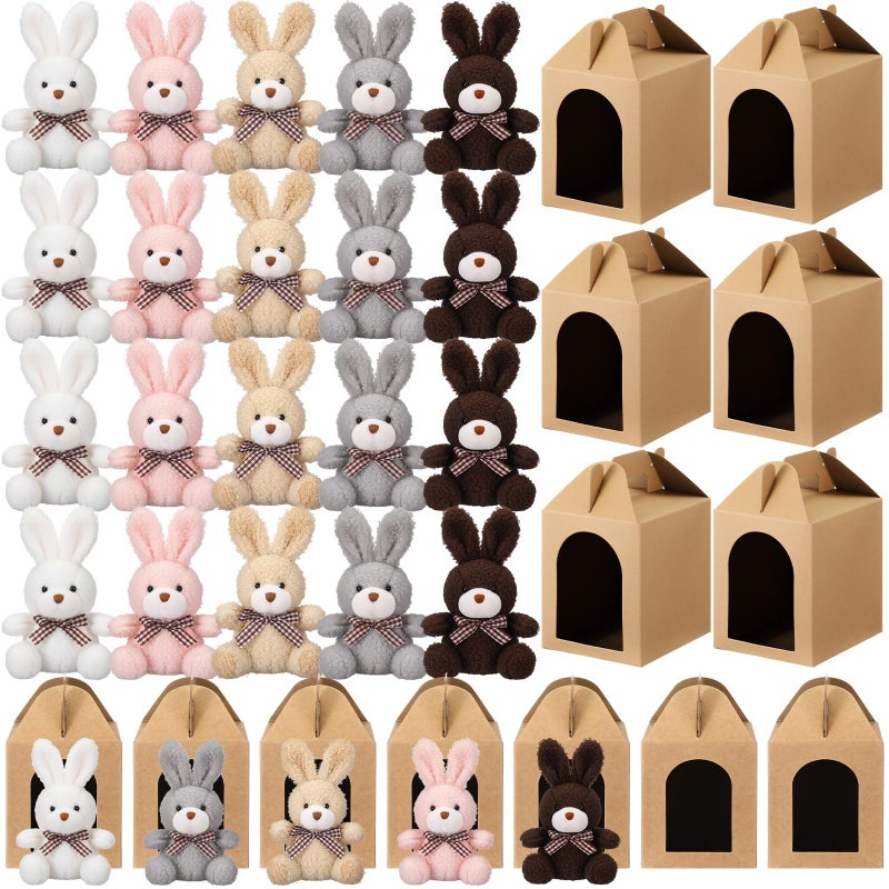 LaRandom 20 Set Adopt a Pet Party Favors Includes Easter Mini Stuffed Animals Kraft Paper Box for Adopt a Pet Theme Birthday Party (Rabbit,Warm Color) - Image 1