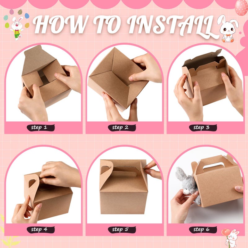 LaRandom 20 Set Adopt a Pet Party Favors Includes Easter Mini Stuffed Animals Kraft Paper Box for Adopt a Pet Theme Birthday Party (Rabbit,Warm Color) - Image 3