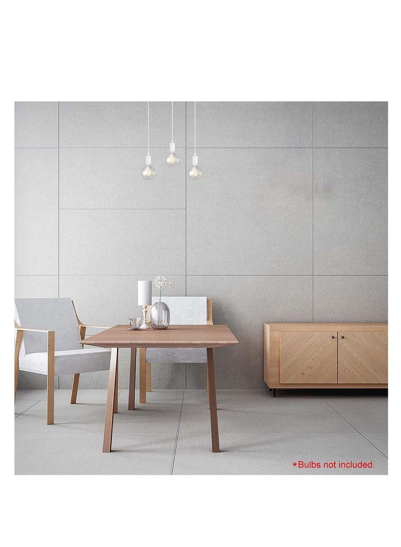 SYOSI Ceiling Pendant & Lamp Holder - Ceiling Rose & Light Pendant E27 Bulbs Fitting Set with Braided Fabric Cable - White Cable - Image 3