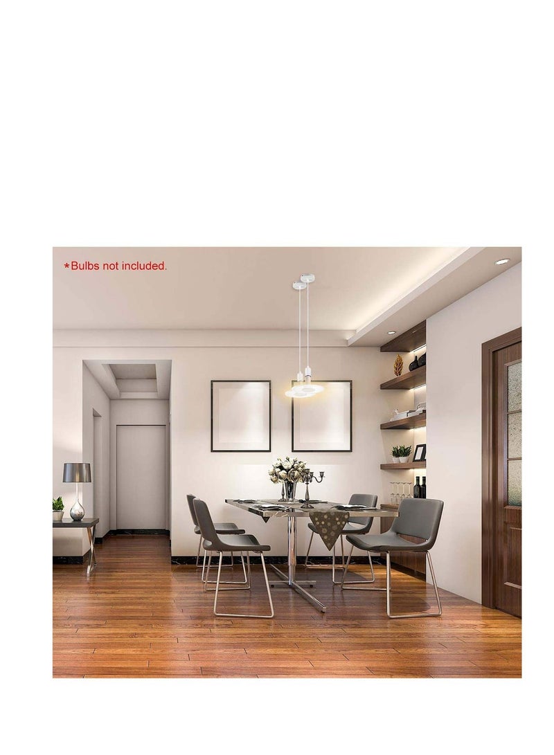 SYOSI Ceiling Pendant & Lamp Holder - Ceiling Rose & Light Pendant E27 Bulbs Fitting Set with Braided Fabric Cable - White Cable - Image 2