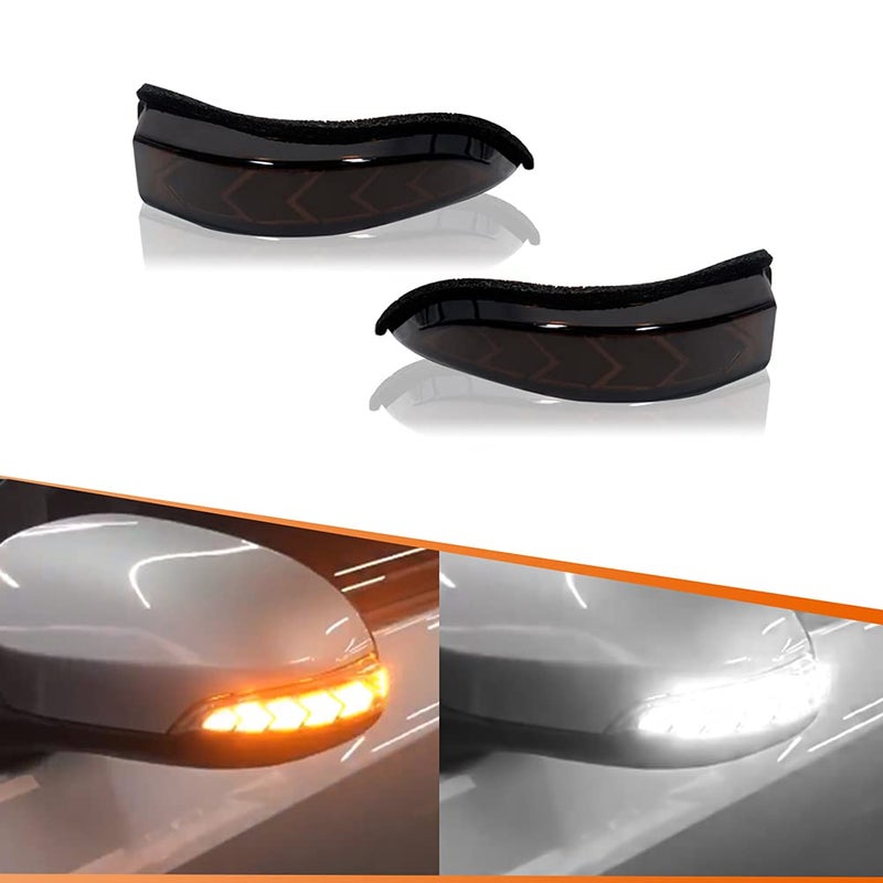 ADIIL Smoked Dual Colors WhiteAmber Side Mirror Indicator Lights Sequential LED Dynamic Turn Signal Lights For 20132018 Toyota Avalon20142019 Toyota Corolla20122019 Toyota Prius C