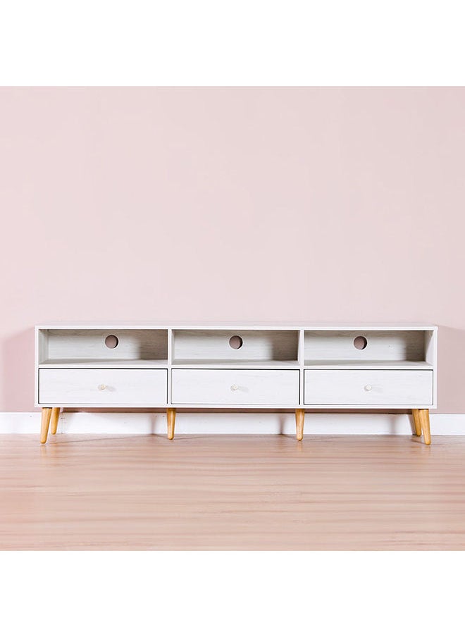 DANUBE HOME Patterson Tv Unit Upto 60 Inch Tv Entertainment Modern Design Wall Unit Furniture Tv Stand For Living Room Bedroom Tv Unit Rack 180x40x50 cm Light Oak  - Image 3