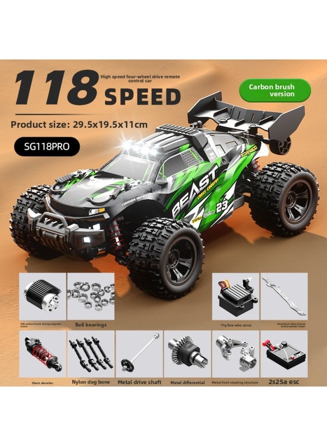 Beast Model Car SG118 Bigfoot Off-road High-speed Four-wheel Drive Full-scale 1:16 Professional Simulation Remote Control Car-Color:SG118PRO Carbon Brush Version (black And Green)  - Image 1