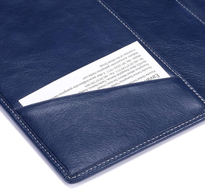 HISCOW Leather Junior Padfolio for Men & Women with Pen Loop, Italian Calfskin, Business Portfolio Notebook Folder (Antiqued Blue) - Image 5