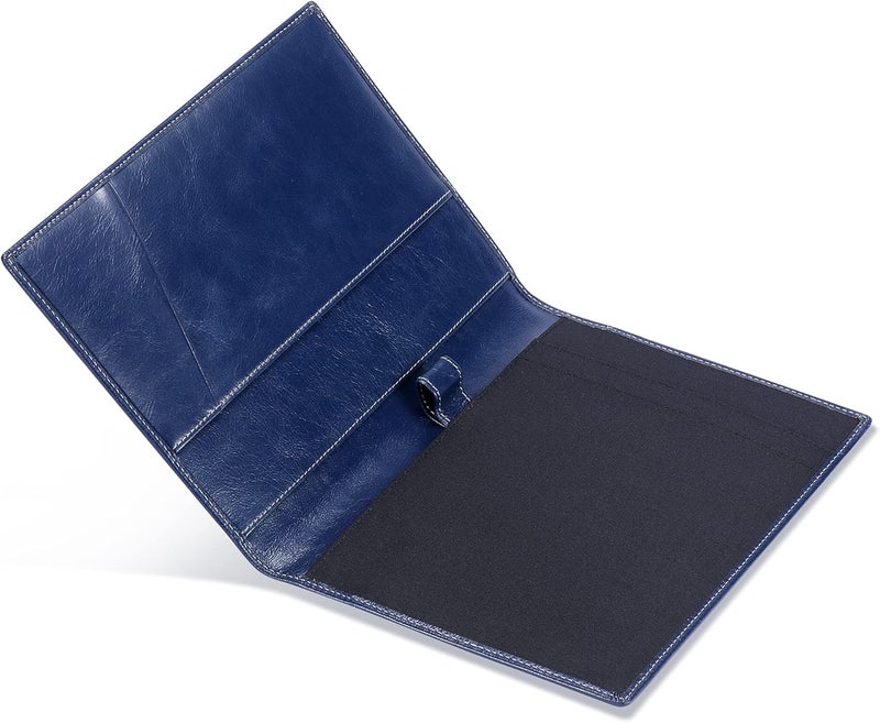 HISCOW Leather Junior Padfolio for Men & Women with Pen Loop, Italian Calfskin, Business Portfolio Notebook Folder (Antiqued Blue) - Image 3