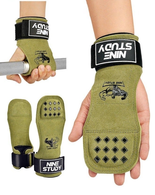 Weightlifting Wrist Gloves, Wraps Hooks Wrist Straps for Weightlifting, Maximum Grip Support Weight Lifting Grips Gloves for Gym Exercise Wrist Support Brace - Image 1