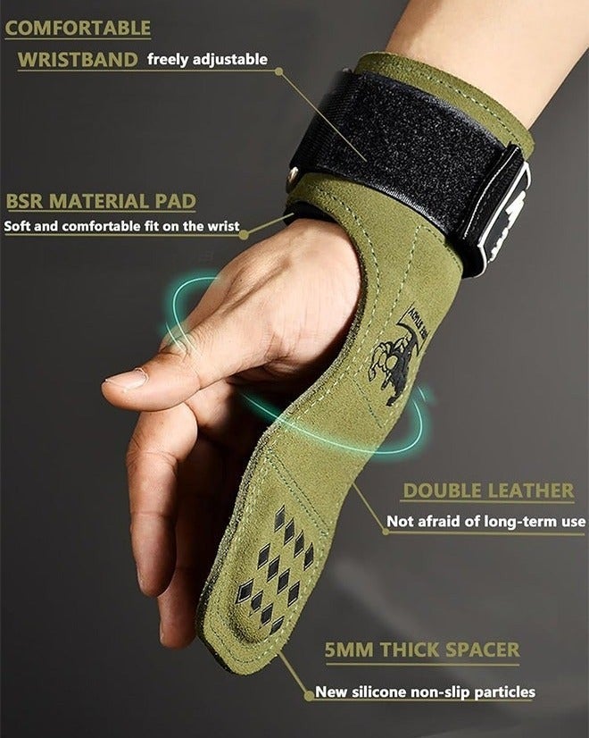 Weightlifting Wrist Gloves, Wraps Hooks Wrist Straps for Weightlifting, Maximum Grip Support Weight Lifting Grips Gloves for Gym Exercise Wrist Support Brace - Image 2