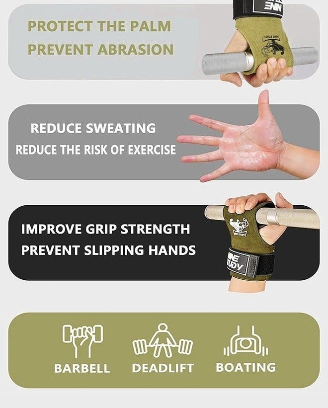 Weightlifting Wrist Gloves, Wraps Hooks Wrist Straps for Weightlifting, Maximum Grip Support Weight Lifting Grips Gloves for Gym Exercise Wrist Support Brace - Image 4