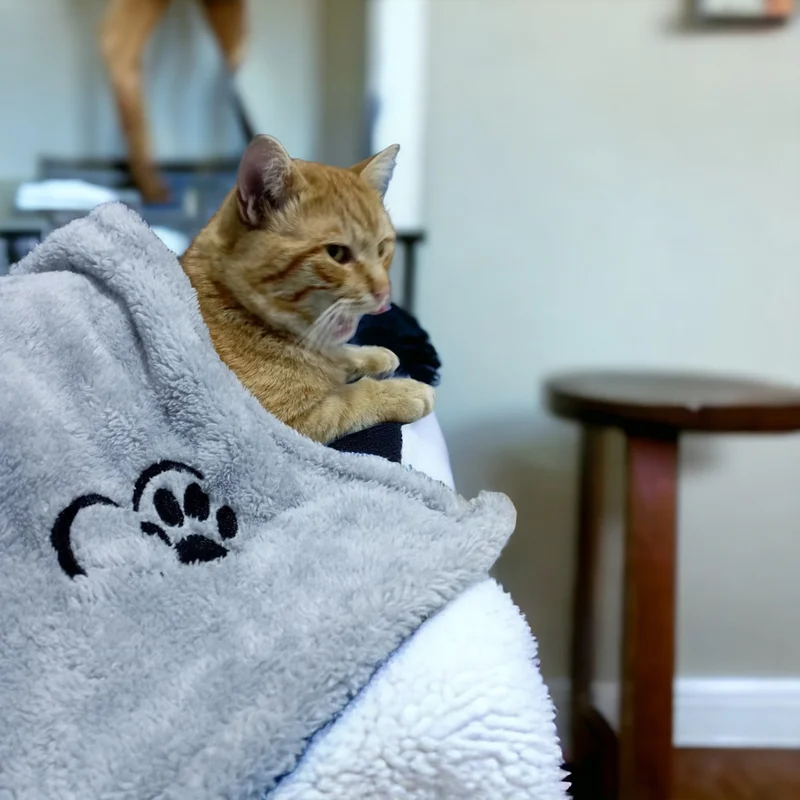 Mislina Home Paw Wellsoft Cat Dog Blanket 70X70 cm Light Gray