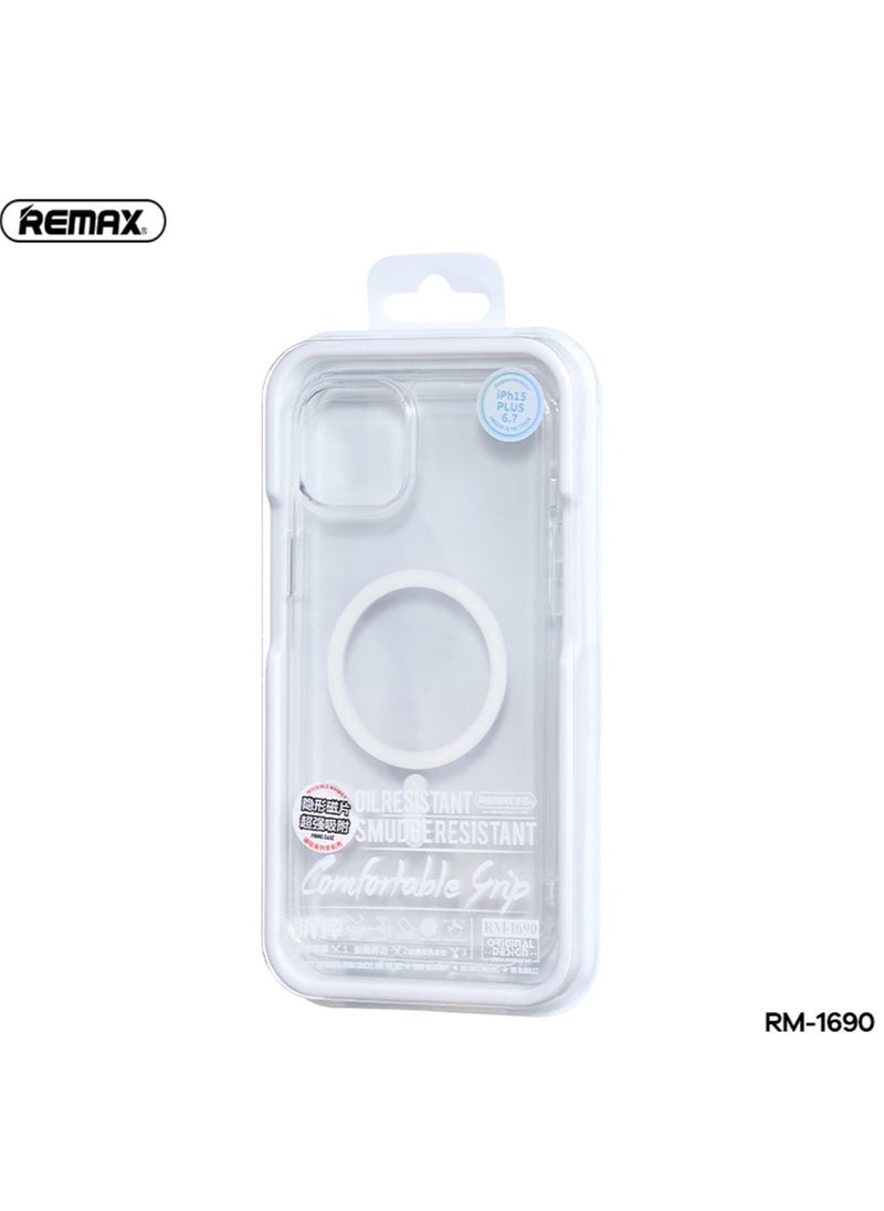 REMAX - MagSafe Magnetic case for iPhone 15pro charging, Click and Charge, Transparent and Clear, Non-yellowing, Shockproof, Eco-friendly materials, Scratch-resistant, Thin - Image 1