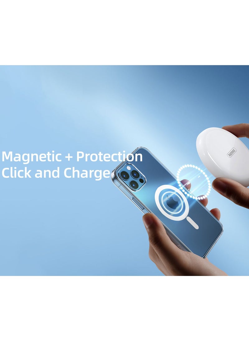 REMAX - MagSafe Magnetic case for iPhone 15pro charging, Click and Charge, Transparent and Clear, Non-yellowing, Shockproof, Eco-friendly materials, Scratch-resistant, Thin - Image 1