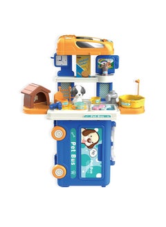 32 Pcs Pet Care Playset in Bus Theme for kids