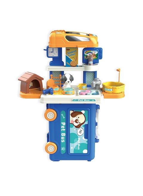 32 Pcs Pet Care Playset in Bus Theme for kids