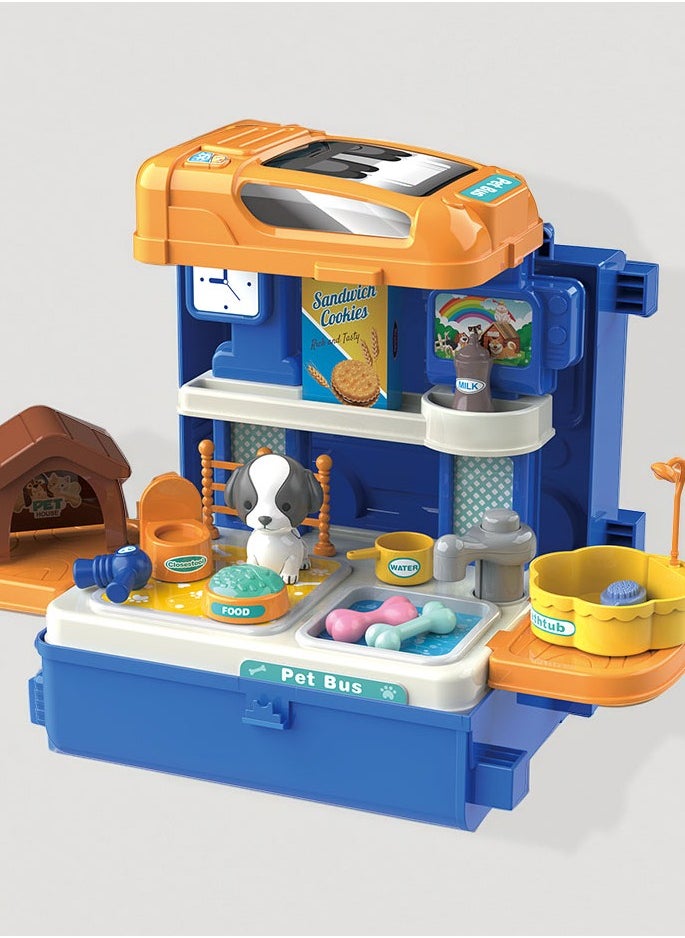 BOWA - 32 Pcs Pet Care Playset in Bus Theme for kids - Image 1