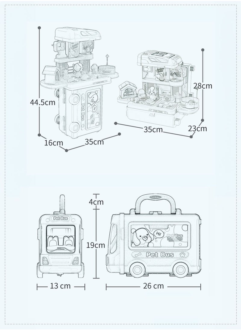 BOWA - 32 Pcs Pet Care Playset in Bus Theme for kids - Image 1