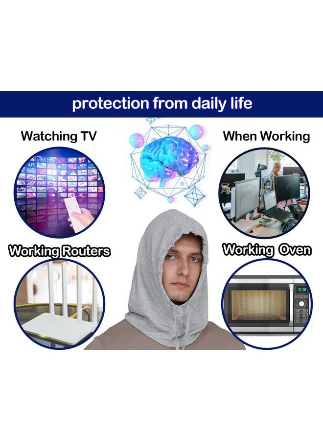 VAJOOCLL Faraday Hat Made of 99% Silver Fabric, Faraday Hat Reduces The Hazards Caused by 5G, 4G, Cellular, WiFi, Bluetooth, Faraday Hood Relieves Fatigue and Relaxes The Spirit, One Size Fit All (gray) - Image 2