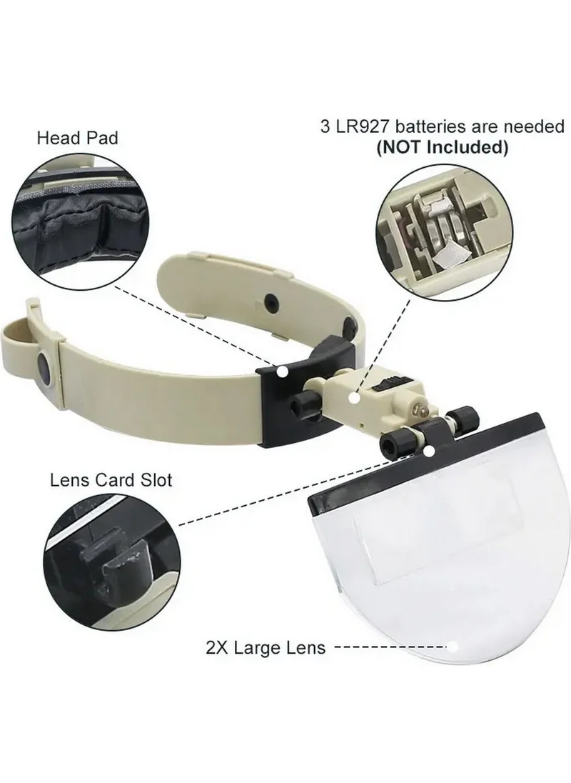 باركوفيكس Lighted Head Magnifier Helmet Magnifier LED Lighted Headband Magnifier Glasses Loupe Head Magnifier