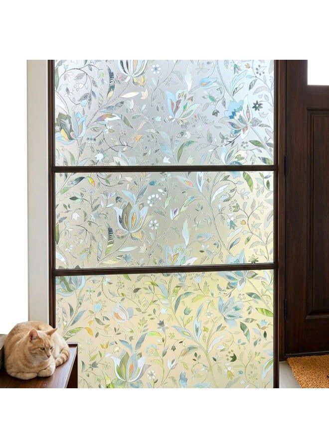 Mikomer Tulip Decorative Window Film,No Glue Frosted Privacy Film,Stained Glass Door Film,Reflective Static Cling Heat Control Anti UV Window Decoration for Home and Office 17.5 by 78.7-inch 0005A - Image 5