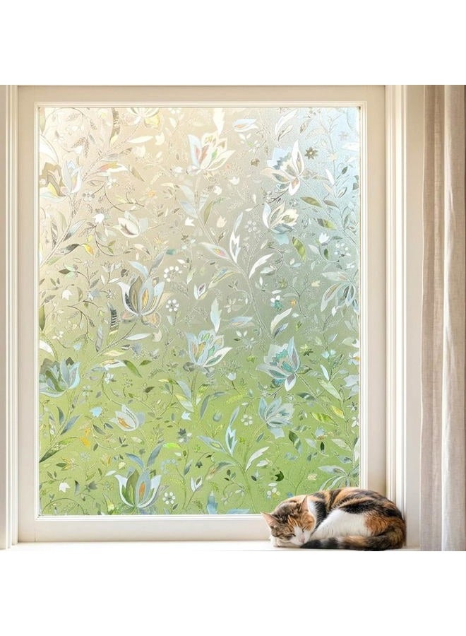 Mikomer Tulip Decorative Window Film,No Glue Frosted Privacy Film,Stained Glass Door Film,Reflective Static Cling Heat Control Anti UV Window Decoration for Home and Office 17.5 by 78.7-inch 0005A - Image 1
