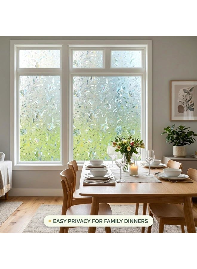 Mikomer Tulip Decorative Window Film,No Glue Frosted Privacy Film,Stained Glass Door Film,Reflective Static Cling Heat Control Anti UV Window Decoration for Home and Office 17.5 by 78.7-inch 0005A - Image 3