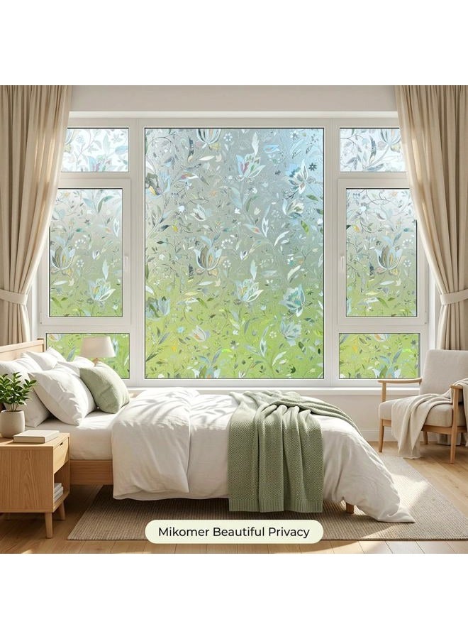 Mikomer Tulip Decorative Window Film,No Glue Frosted Privacy Film,Stained Glass Door Film,Reflective Static Cling Heat Control Anti UV Window Decoration for Home and Office 17.5 by 78.7-inch 0005A - Image 4