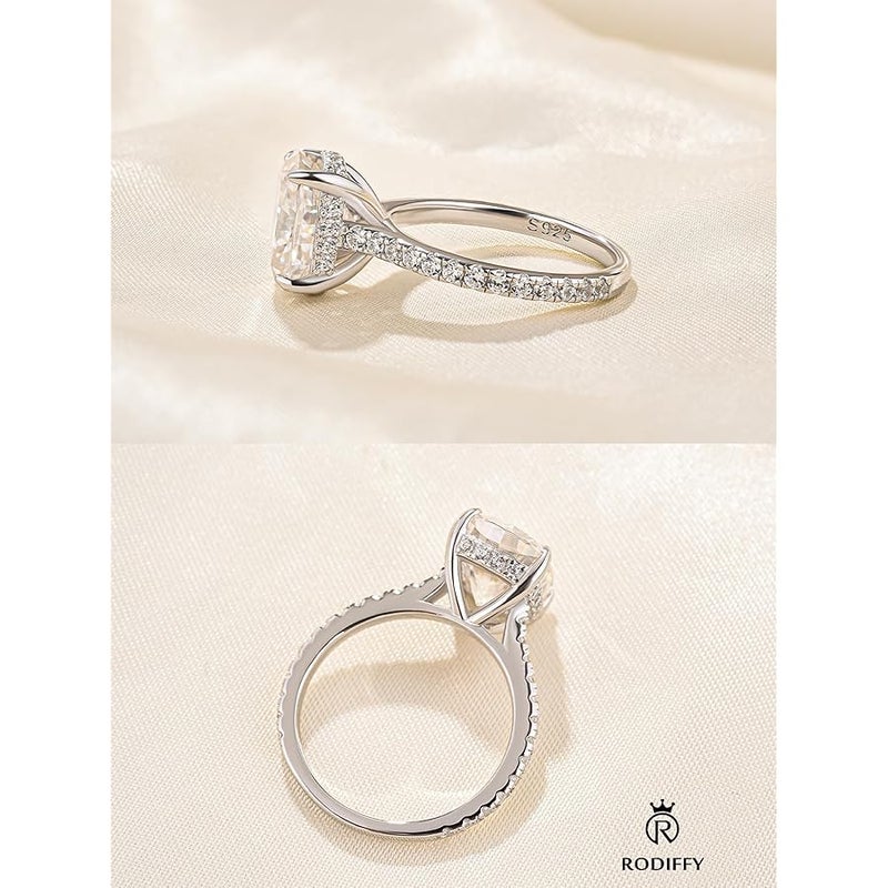 RODIFFY 3.5 Carat Cushion Cut Moissanite Engagement Rings for Women, S925 Silver D Color VVS1 Lab Created Moissanite Promise Ring - Image 3