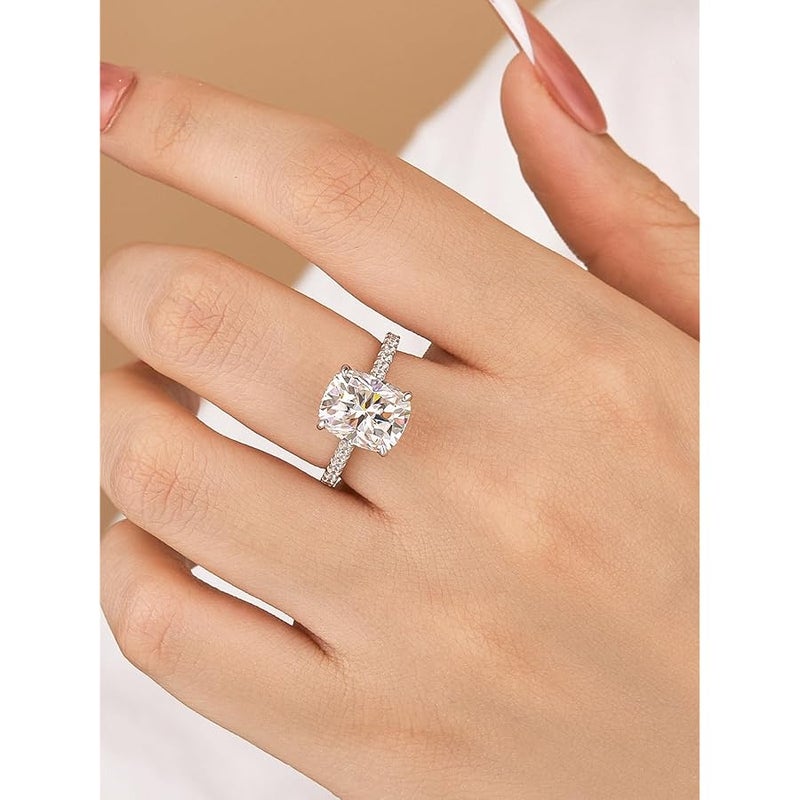 RODIFFY 3.5 Carat Cushion Cut Moissanite Engagement Rings for Women, S925 Silver D Color VVS1 Lab Created Moissanite Promise Ring - Image 4