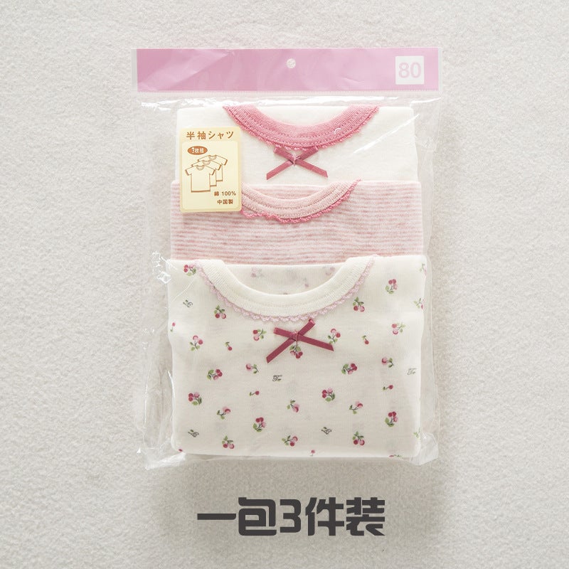 Girls' Short-Sleeved T-Shirt Children'S Pure Cotton Breathable 100 Cotton Small And Medium-Sized Children'S Base Shirt Girl'S Top Thin Japanese Style - Image 5