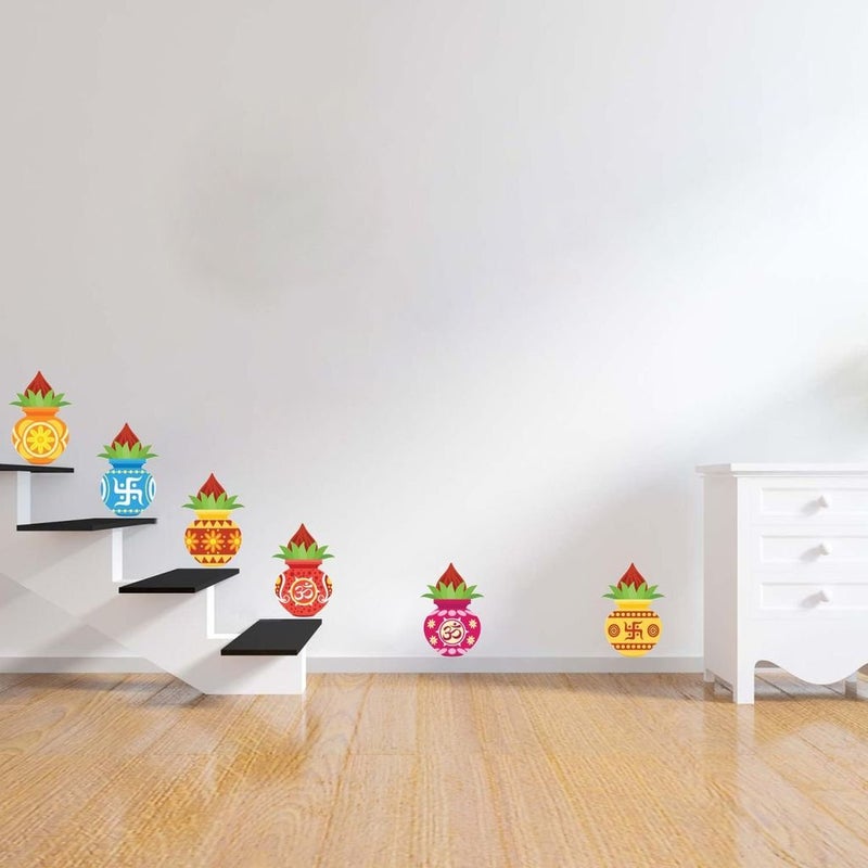 Decor Villa Mangal Kalash Wall Sticker Decal PVC VinylSize 66 cm x 58 cm