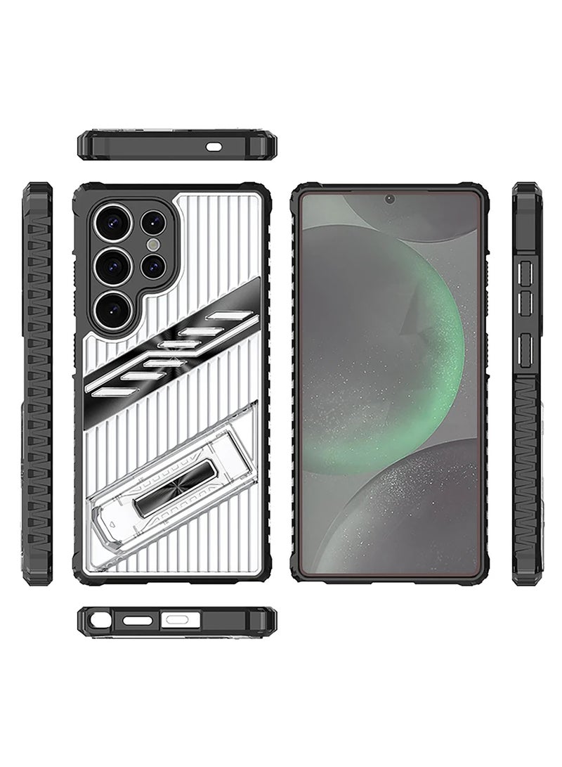 حافظة هوائية مضادة للصدمات لهاتف سامسونج جالاكسي S25 ألترا شفافة PC+سيليكون مع قاعدة قابلة للطي - Image 5