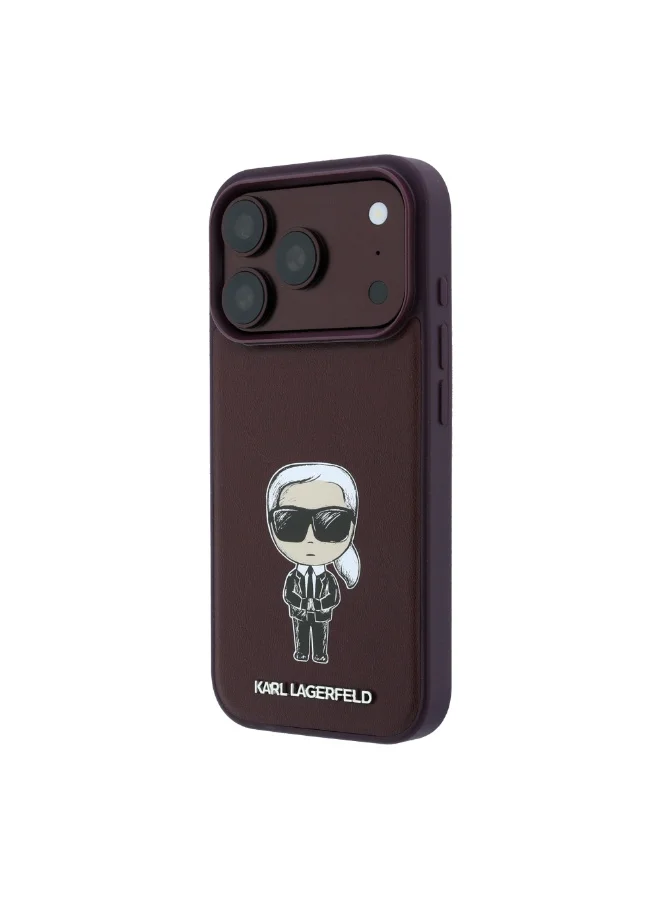 Karl Lagerfeld MagSafe Phone Case Smooth PU Leather Ikonik Sketch Hard Cover for iPhone