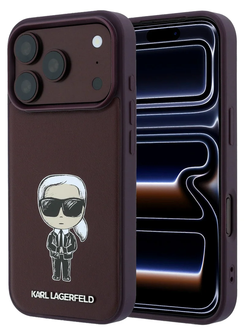 Karl Lagerfeld MagSafe Phone Case Smooth PU Leather Ikonik Sketch Hard Cover for iPhone