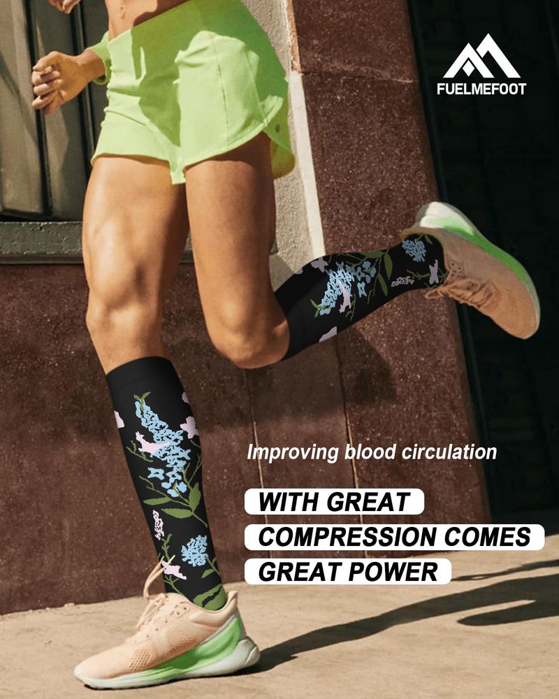 FuelMeFoot 6 Pairs Compression Socks for Women & Men 15-20mmHg Graduated Support Knee High Socks for Nurses, Travel, Athletic - Image 2