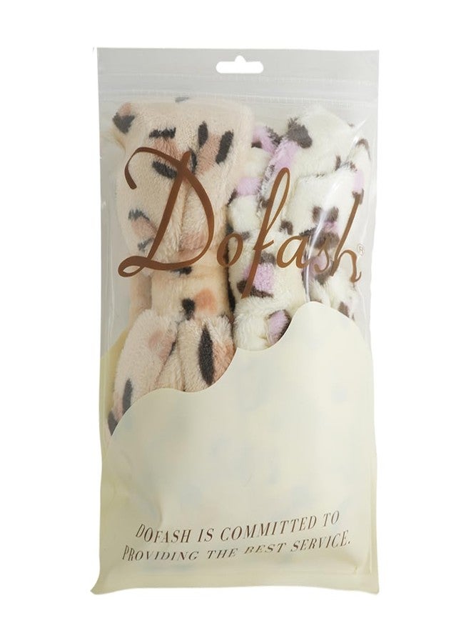 دوفاش ربطة شعر مرنة من دوفاش، مثالية للاستحمام والتجميل، بتصميم فيونكة، مناسبة للنساء (نقشة جلد النمر (أسود ووردي))، قطعتان - Image 1