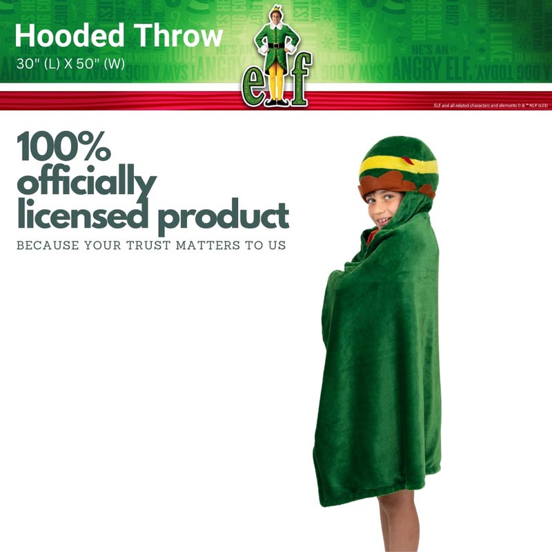 Franco Franco Elf The Movie Buddy Holiday Christmas Kids Bedding Soft Cozy Hooded Throw Blanket  30 in x 50 in  (Officially Licensed Product)  - Image 4