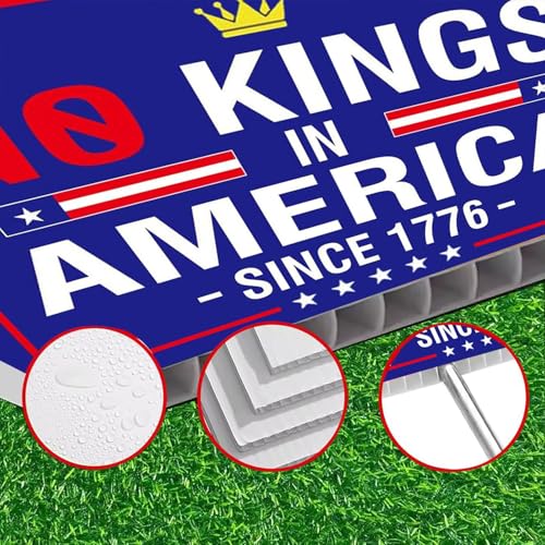 Lnyelxa No Kings In America Yard Sign - Resist Hate Lawn Sign Save Democracy Double Sided Corrugated Plastic Outdoor Lawn Garden Sign with Metal H Stake 18"x12" (Blue) - Image 5