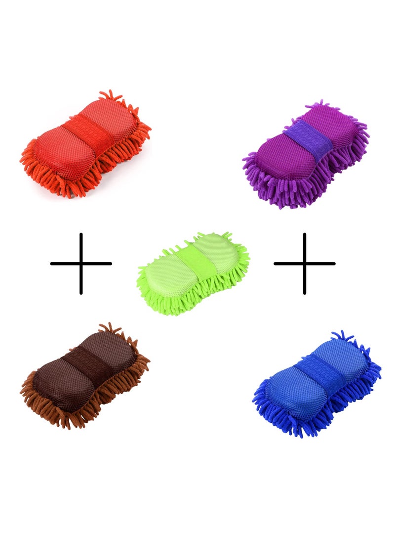 JSA JSA Car Wash Sponge, 5 Pack Premium Microfiber Chenille Wash Sponge, Car Wash Sponge, Suitable for Washing Cars, SUVs, Vans, Trucks, Boats, Motorcycles 