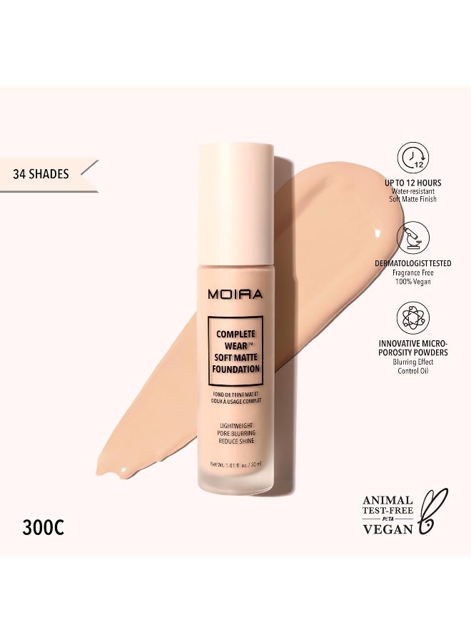moira Complete Wear Soft Matte Foundation (300C) - Image 3