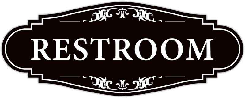 LUHIMO Restroom Sign for Business and Home，Self-adhesive Unisex Bathroom Sign Sticker，Waterproof Vinyl Toilet Decor for House，Office，Shop，Door（Black） - Image 1