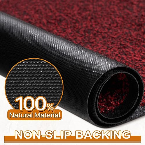 Mibao Front Door Mat, Dirt Trapper Welcome Mat for Outdoor Indoor, Non-Slip Waterproof Doormat, Durable Machine Washable Low Profile Entry Rug for Back Door Outside Patio Porch, 32" x 20", Red - Image 5