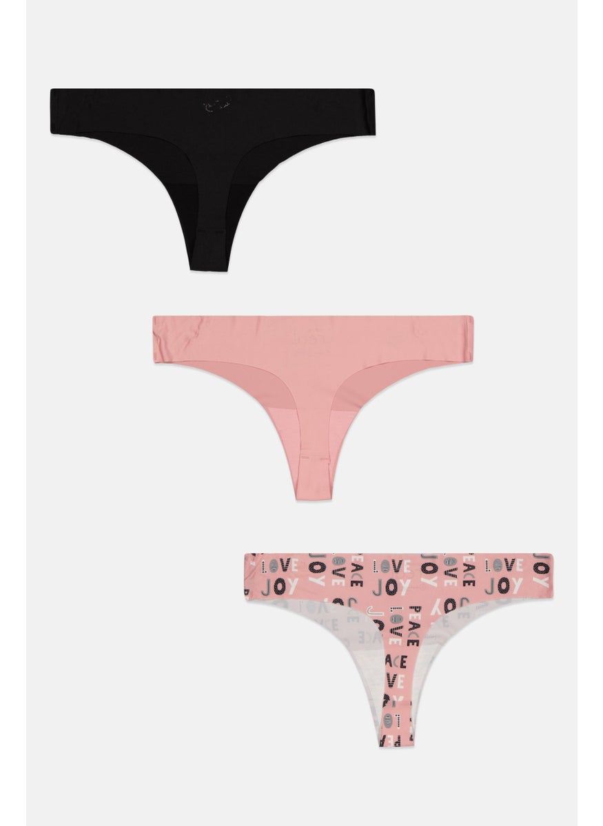 Comfort by Real Women 3 Pieces All Over Printed Pull On Panties, Black  - Image 2